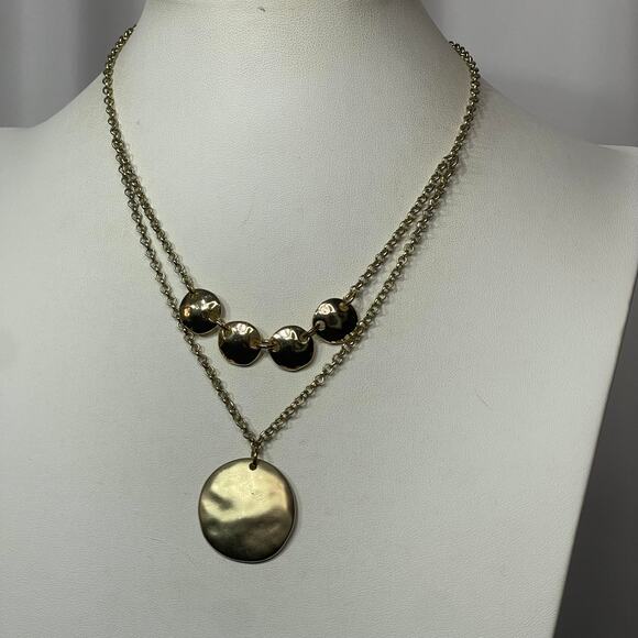 Chico's gold tone multi strand necklace signed costume jewelry pendant - Picture 5 of 15